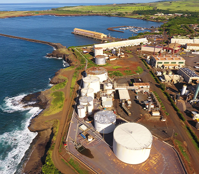 Ariel view of tanker